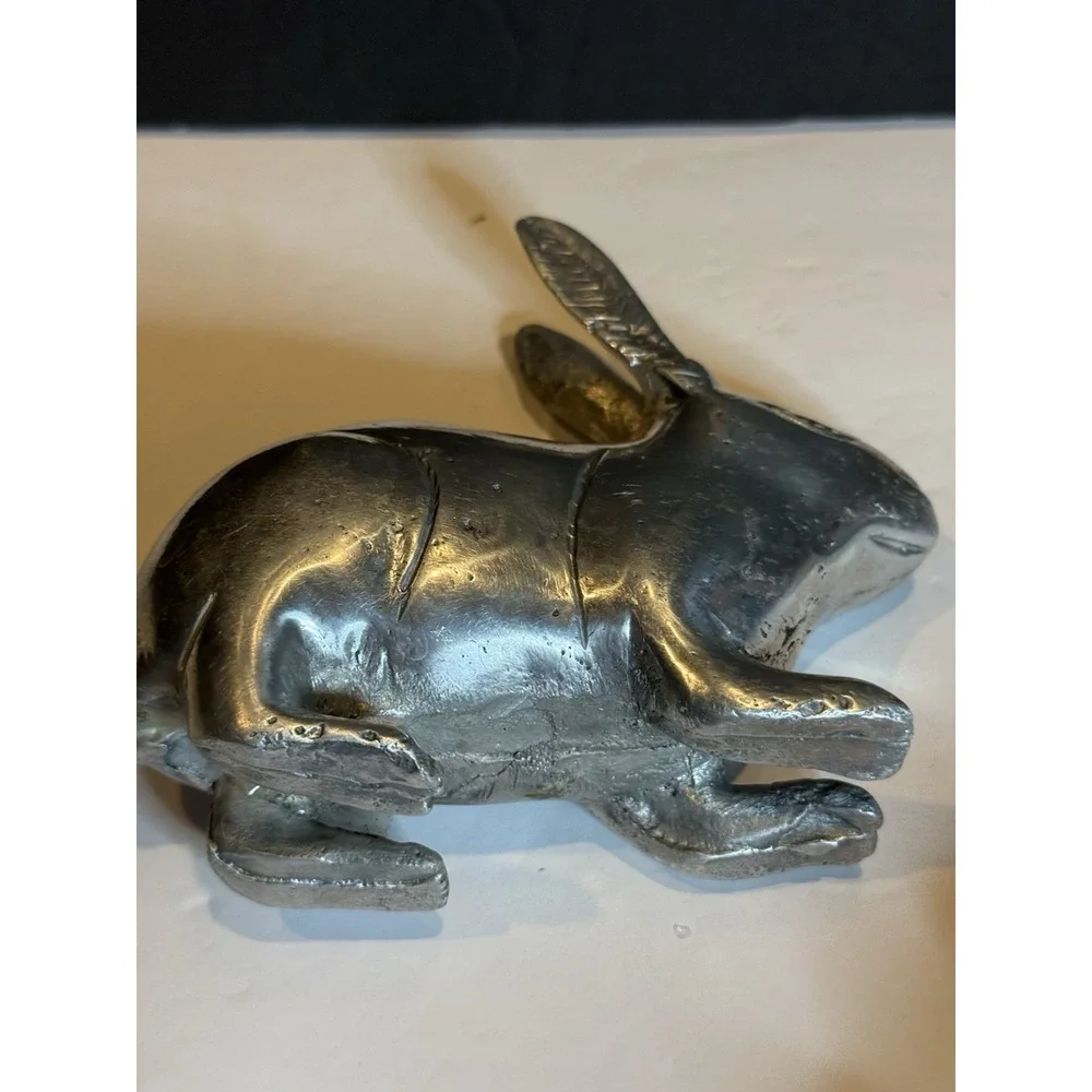 Vintage Pewter Rabbit Bunny Figurine Statue 6